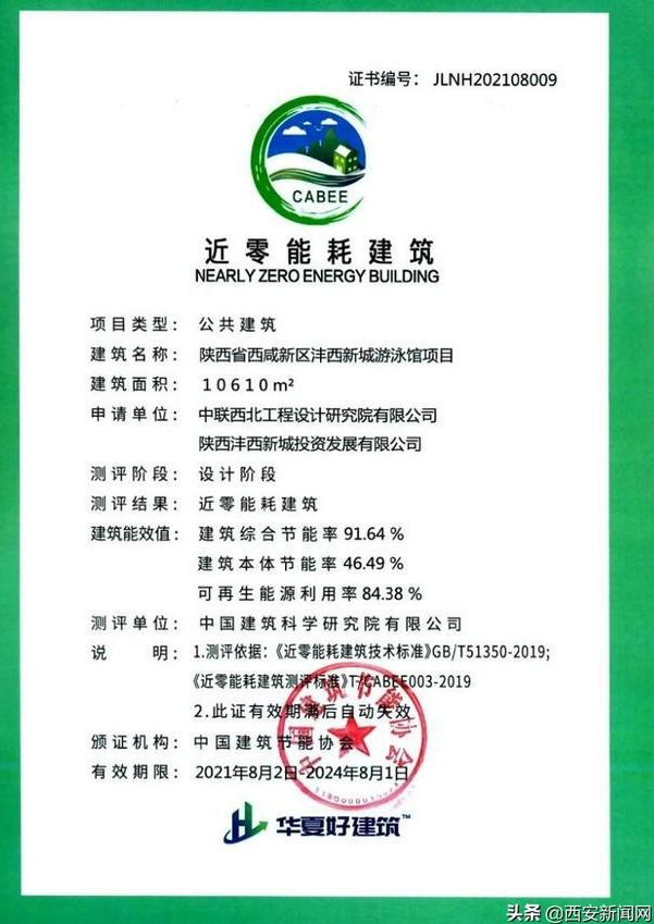全国首个AAA级装配式近零能耗游泳馆在陕西沣西新城诞生